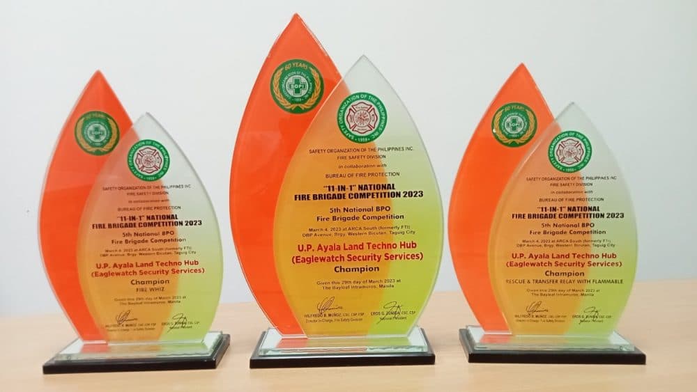 Glass award trophies